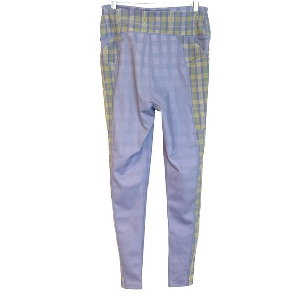 Free People FP Movement Lilac & Green Plaid Leggings Size M NWOT - Picture 4 of 12